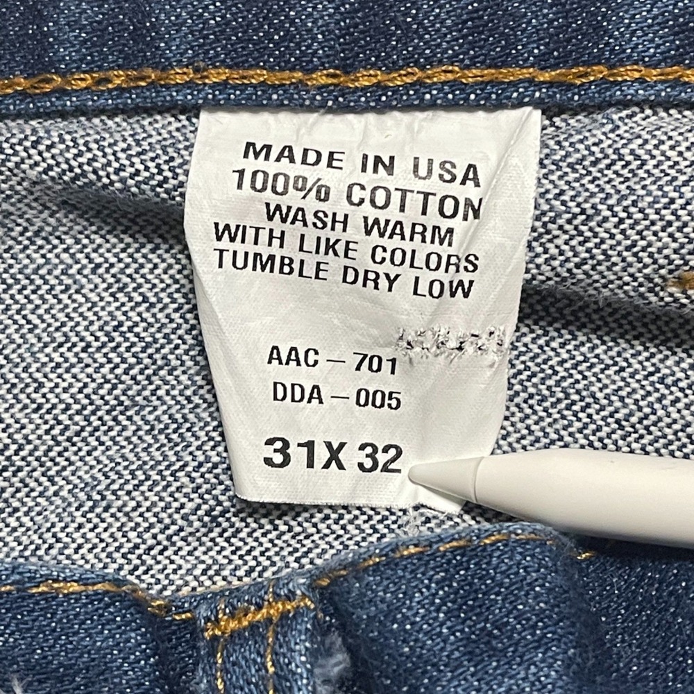 Vintage All American Made in USA Dark Wash Straight Leg Jeans 31x32 Indigo - Picture 4 of 5